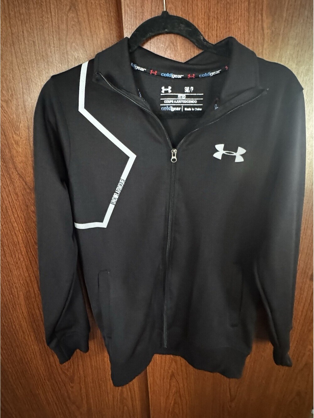 Under Armour Men’s S Black ColdGear Fitted Full Zip Jacket Reflective Running